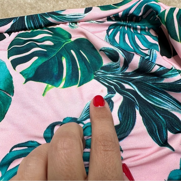 Mardu Pink Palm Leaf Print Bikini With Cropped Rash Guard S/M - Picture 6 of 6